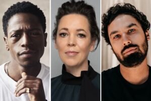 (From left to right) Actors David Jonsson, Olivia Colman and Kunal Nayyar