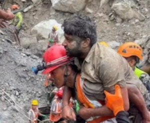 One of the two Nepali hydropower workers who were pulled out alive from the Upper Trishuli 3A tunnel on Friday, September 4.