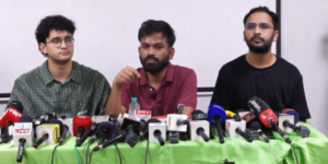 CJP founder Abhijeet Dipke, flanked by his prime partners Saurav Das and Ashutosh Ranka